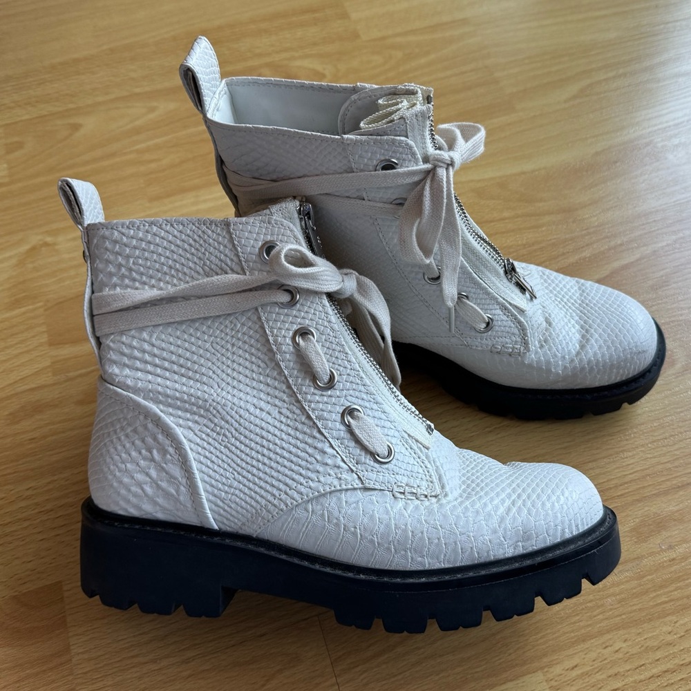 UGG Daren white ankle combat boots